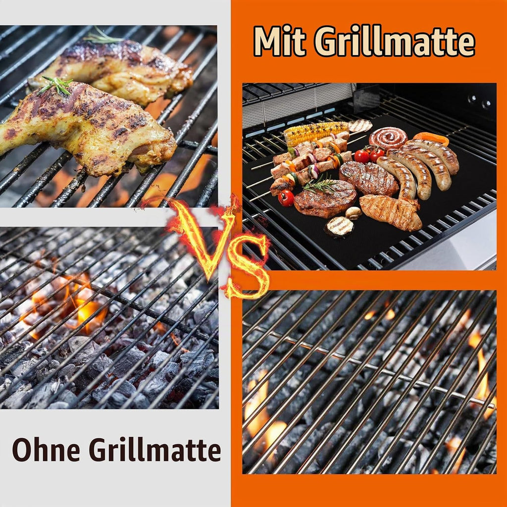 5Er Set Grillmatte Für Gasgrill, BBQ Grillmatte Wiederverwendbar 40X33/50/60Cm, Jede Größe Zugeschnitten, Grillunterlage Für Gasgrill Und Holzkohle